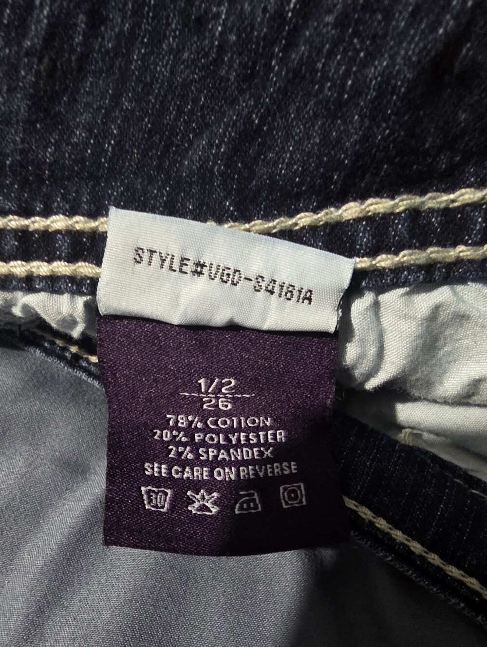 *Vigold Dark Indigo Denim Womens Shorts with Contrast Stitching Size 26 - Picture 6 of 7